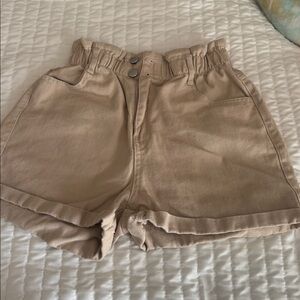 Love Tree Beige Elastic Waist Shorts